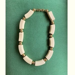 Vintage 70s 80s Ivory Gold Choker Napier Statement Necklace